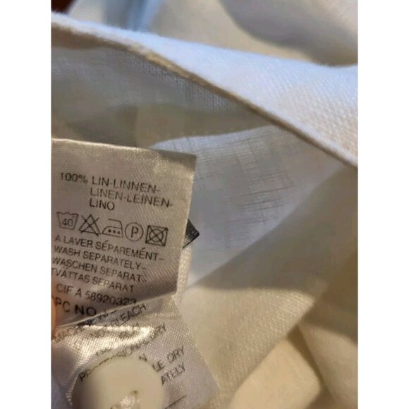 100% Linen Ivory Tie Waist Pants Laura Clement Sz 10 Pockets - Picture 5 of 5